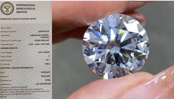 IGI Loose Lab Created Diamonds 16.63Carat VS1 Round E. Color