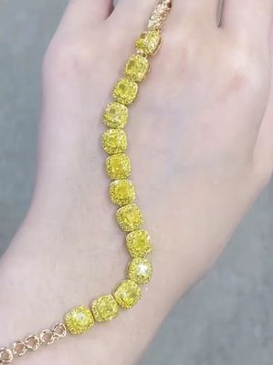 6.213ct الماس الأصفر سوار تنس شكل وسادة الماس المزروع