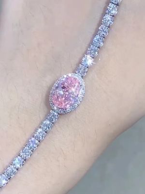 2.87ct الماس الوردي سوار تنس أوفالي قطع فضفاض الماس الاصطناعي