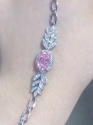 أساور التنس بالماس الاصطناعي بالقطع البيضاوي 2.72ct أساور الماس الوردي