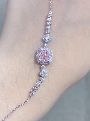 كوشن كوت مختبر خلق سوار الماس الوردي الماسية الرائعة اللون 1.52ct
