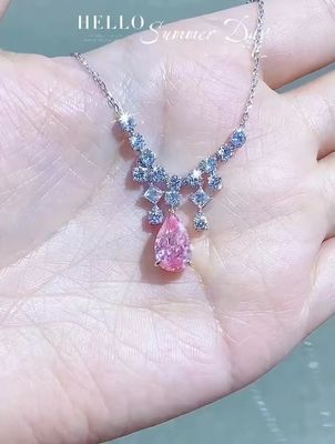 IGI معتمد المختبر النمو الماس القلادة بير قطع 2.84ct الوردي لون فانتزي