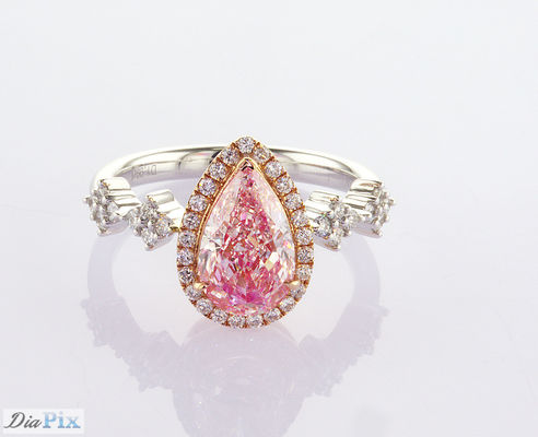2.31ct قطعة الكمثرى الفاخرة الوردية المختبر النضج الماس هالو حلقة IGI معتمدة للنساء الزفاف