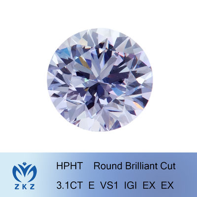 3.1Ct الاصطناعية فضفاض مختبر نمت الماس قطع بريليانت اللون الأبيض