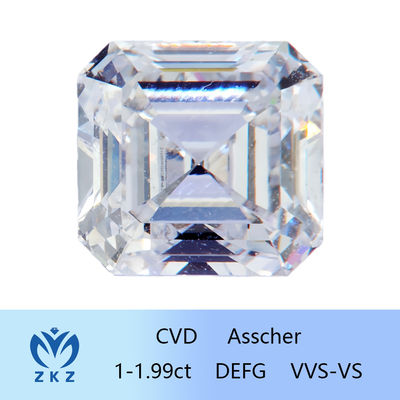 الصناعية مربع الشكل 1ct نطاق CVD Asscher قطع مختبر نمت الماس عديم اللون