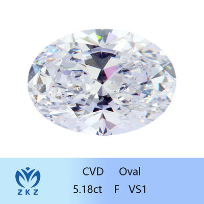 ZKZ حجم كبير الماس 5.18ct معتمد فضفاض بيضاوي المختبر الماس VS1 وضوح