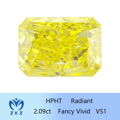 HPHT Fancy Vivid Yellow Diamond صنع الإنسان قص مشع 2.09ct معتمد من IGI