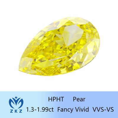 1.3ct-1.99ct HPHT بير لوز مختبر صنع الماس الأصفر مع شهادة IGI