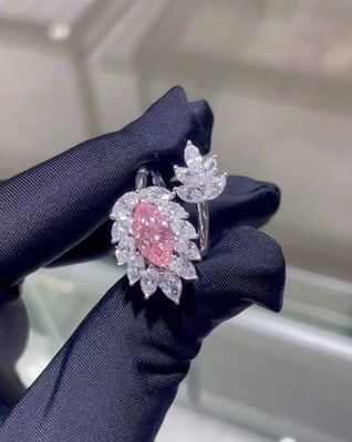 ماركيز مختبر مرض القلب الماس النضج المجوهرات الزهرية الماس الزهري حلقة 18 كارت الذهب الأبيض المجوهرات المخصصة