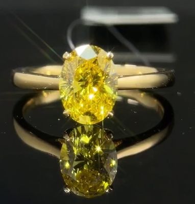 1.59ct الماس المختبر مجوهرات بيضاوي قطع الماس حلقة فانتزي اللون الأصفر النمط الكلاسيكي