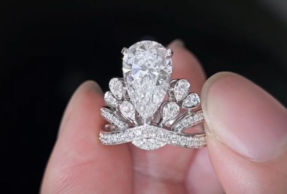 مختبر تخصيص الماس الكبير الخواتم الذهبية التاج الماس الخاتم 18K خاتم الخطوبة